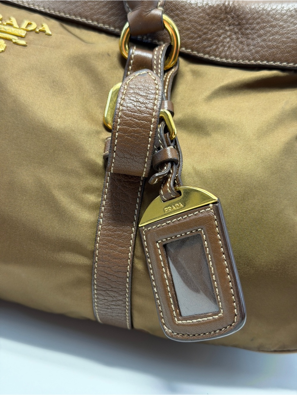 Prada Brown Nylon & Leather Messenger Satchel - Picture 3 of 11